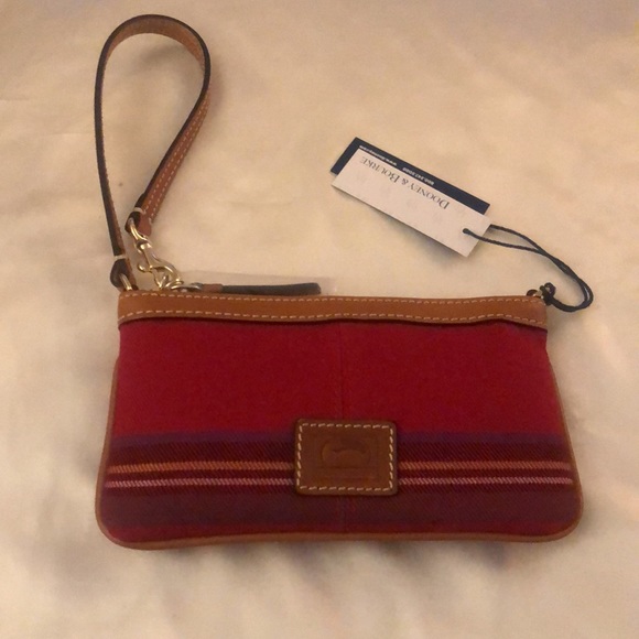 Dooney & Bourke Red Tartan & Brown Leather Trim ZA Wristlet NWT - Picture 11 of 16